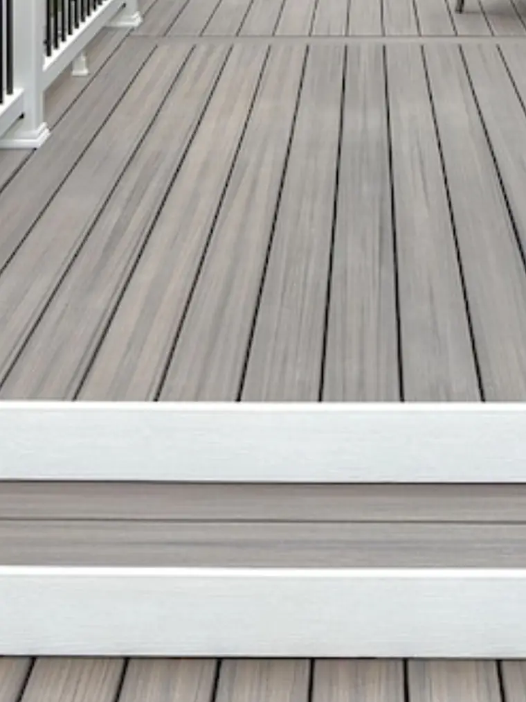 Close-up of composite decking boards